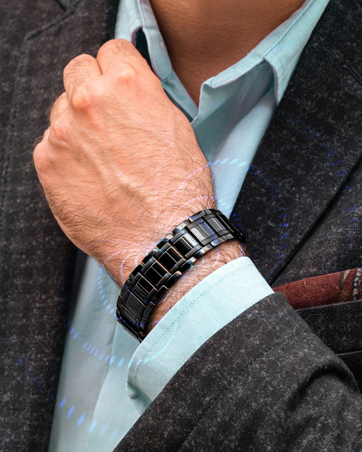 3x Strength Titanium Magnetic Bracelet for Men (Black)