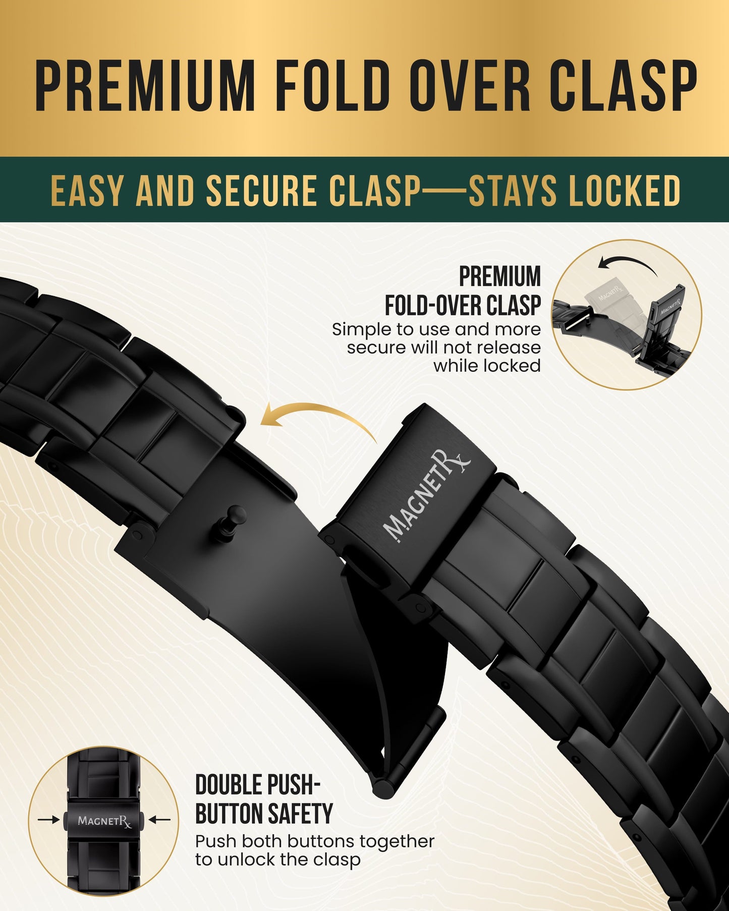 3x Strength Titanium Magnetic Bracelet for Men (Black)